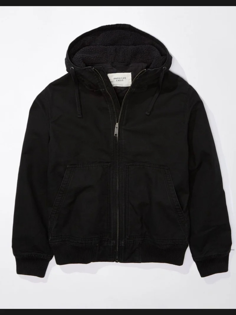 NWT American Eagle Men’s Hooded Workwear Jacket- size LG - Black